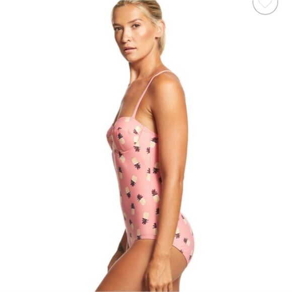 Kate Spade Laniakea Beach One Piece Apricot Pineapple Print Swimsuit‎ NWT Small - Picture 2 of 11